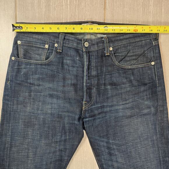 Levis 501 Button Fly Mens Jeans Classic Originals 34x34 Medium Blue Straight Leg - Picture 2 of 11